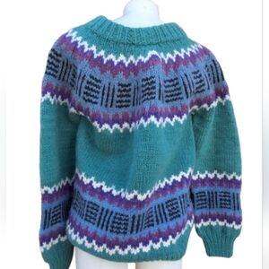 Unisex Handmade Ecuadorian Colorful Wool Crewneck  Ski Sweater M- XL